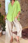 Made in Italy Pia Pillow Cotton Embroidered Tile Classic Shirt Lime